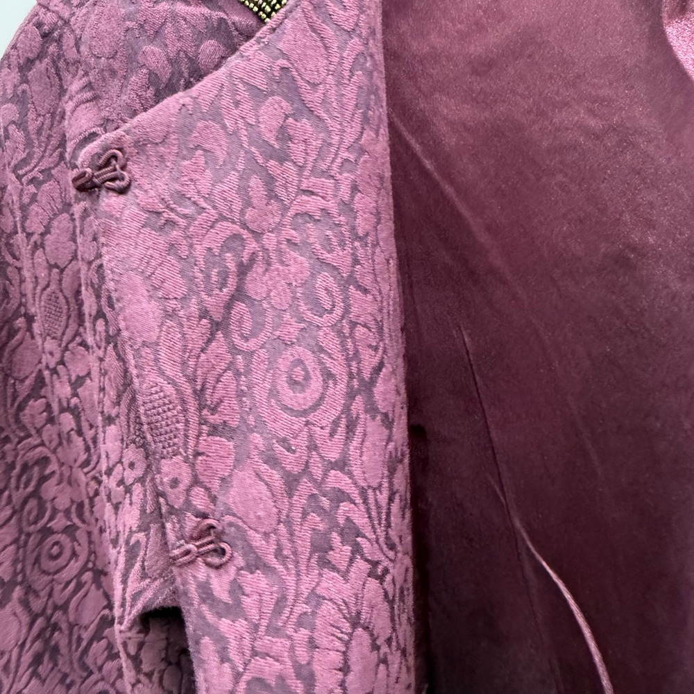Chicos Purple Beaded Damask Open Front Jacket Size 0 XS S Ornate Evening Blazer - Picture 7 of 9